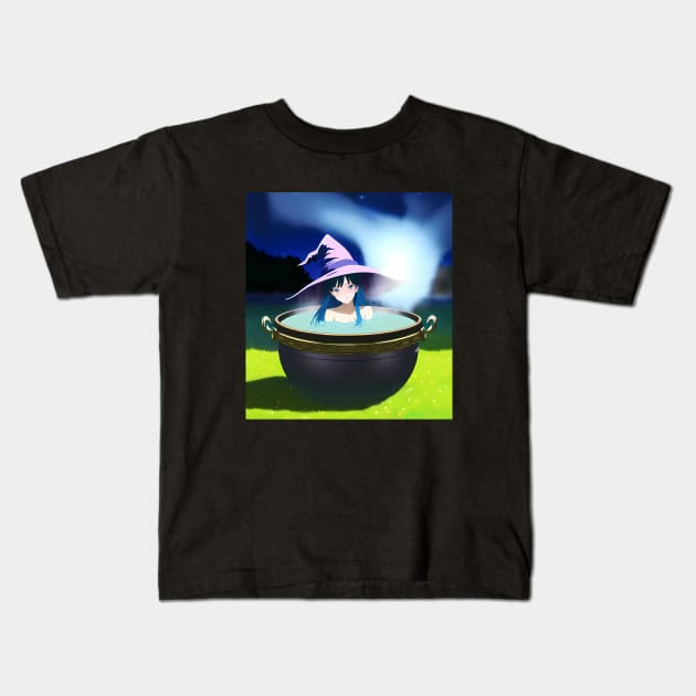 Cauldron Witch Kids T-Shirt by Manzo Carey